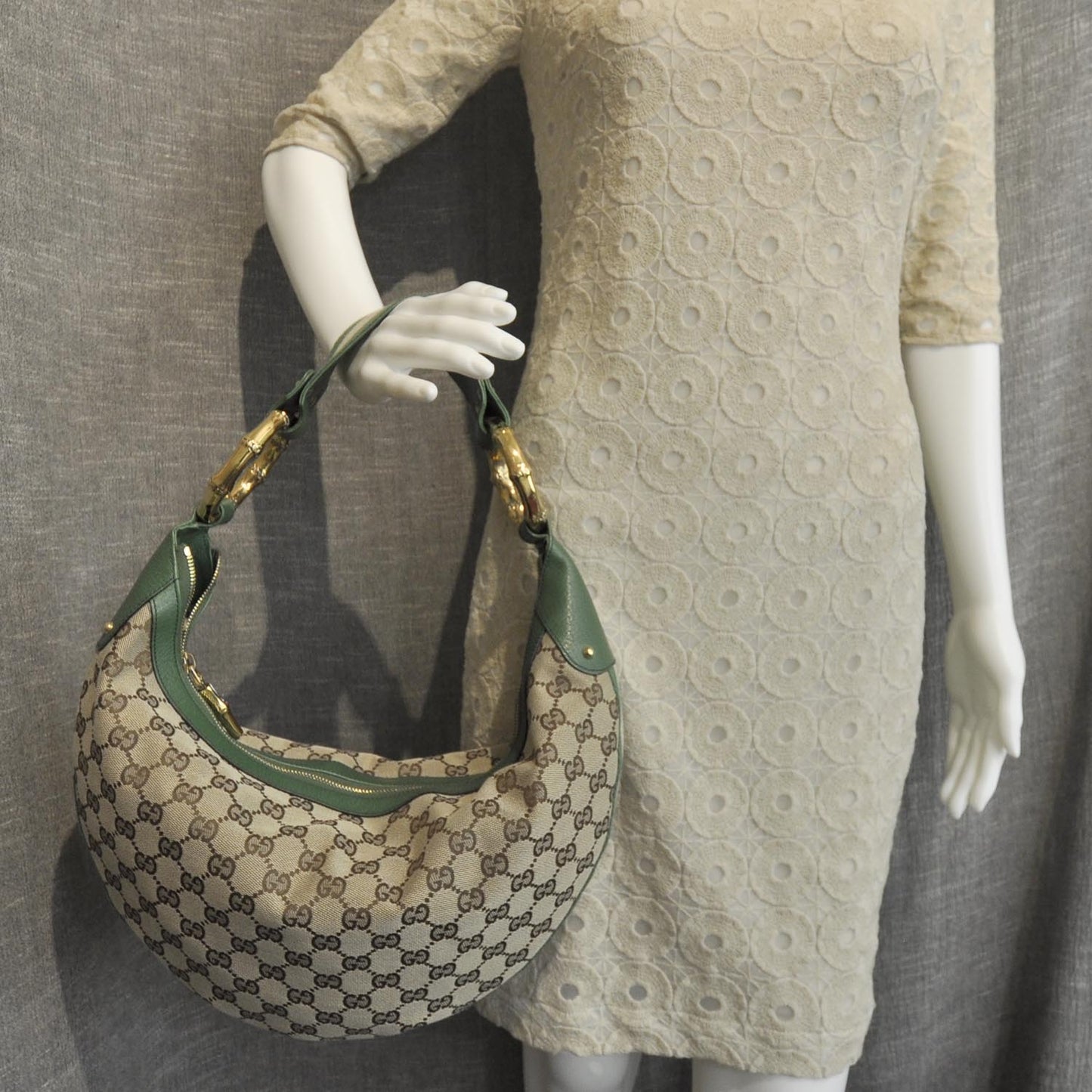 Monogram Web Bamboo Ring Hobo Green