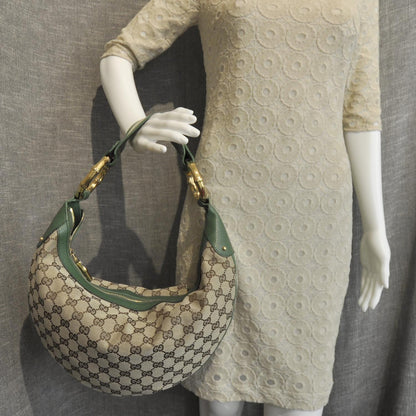 Gucci Monogram Web Bamboo Ring Hobo Green 5 of 10