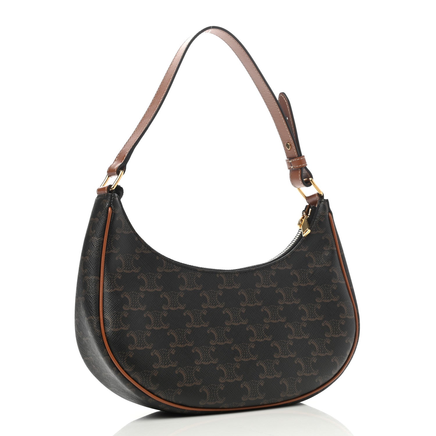 Celine Triomphe Canvas Calfskin Ava Shoulder Bag Tan 3 of 9