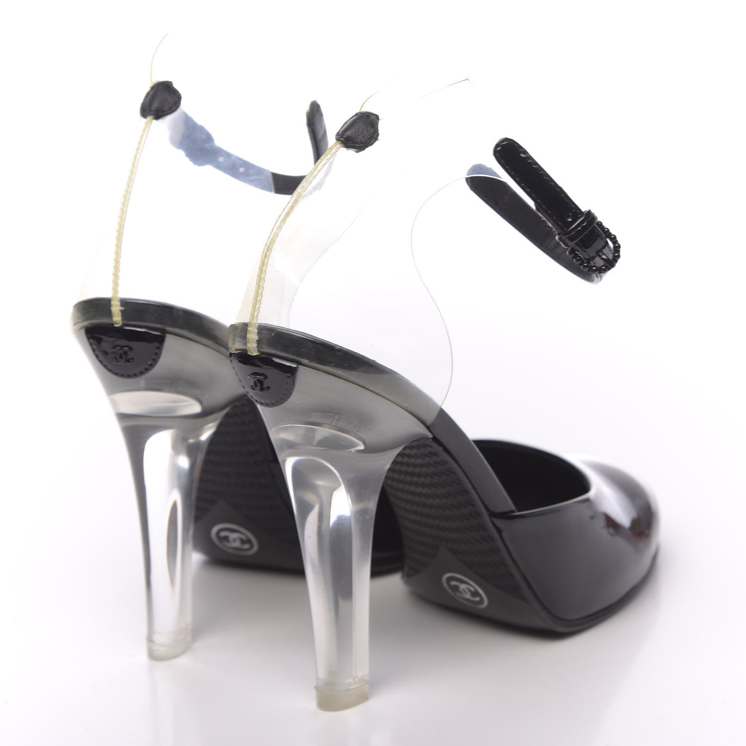 Chanel Patent PVC Ankle Strap Pumps 36 Black 4 of 8