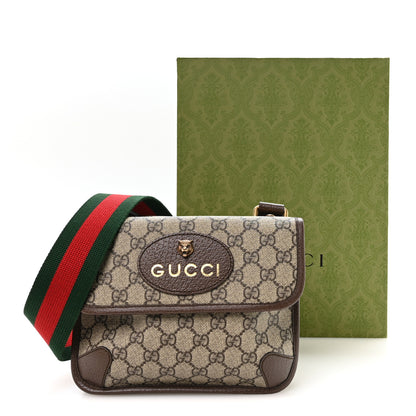 Gucci GG Supreme Monogram Web Small Neo Vintage Double Flap Messenger Bag Beige New Acero 11 of 11
