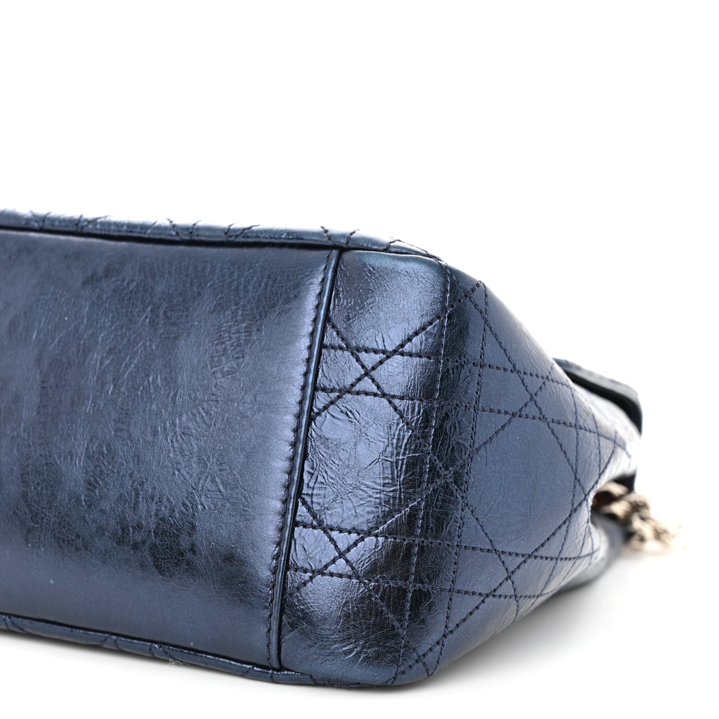 Metallic Calfskin Large Miss Dior Flap Marine