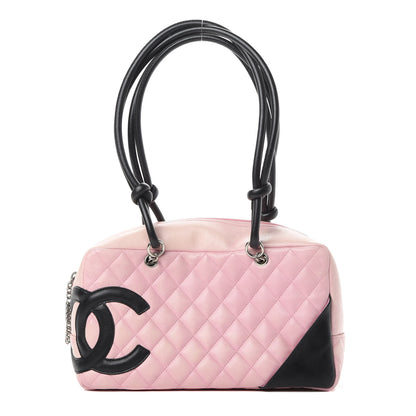 Chanel Calfskin Quilted Large Cambon Bowler Pink Black 1 of 17