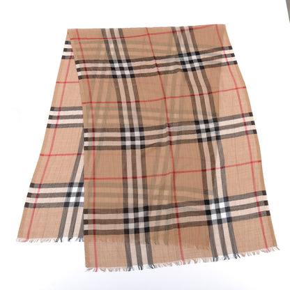 Burberry Linen Giant Check Lightweight Scarf Camel 2 of 3
