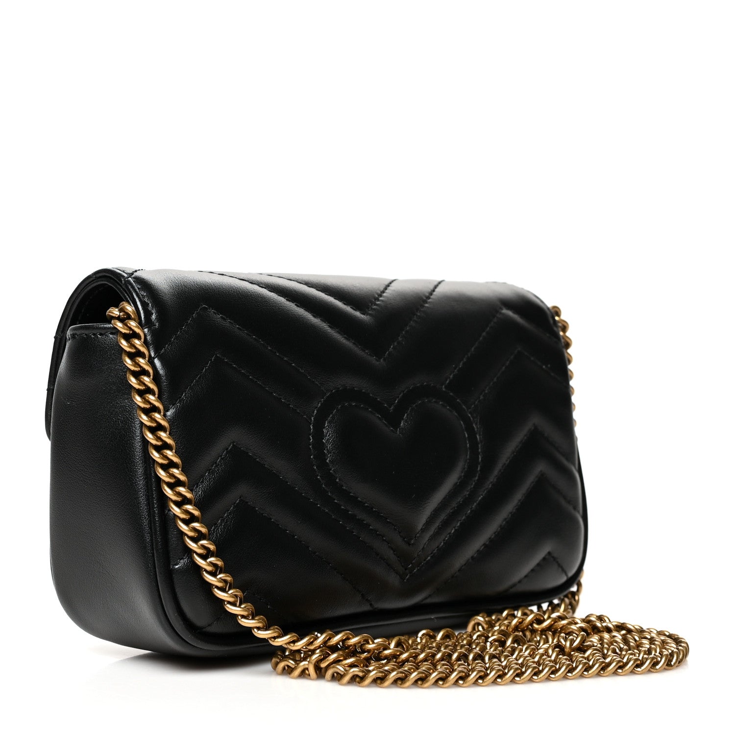 Gucci Calfskin Matelasse Super Mini GG Marmont Shoulder Bag Black 3 of 10
