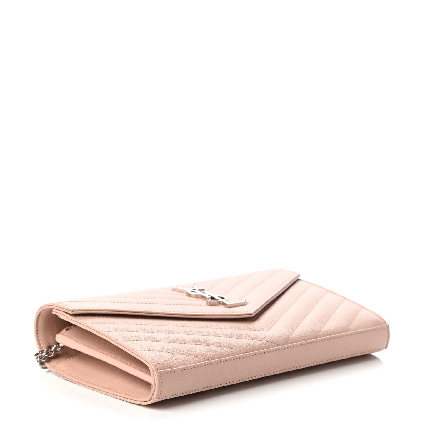 Grain De Poudre Matelasse Chevron Monogram Chain Wallet Pale Pink