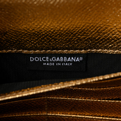 Dolce & Gabbana Metallic Calfskin Crystal Embellished DG Wing Shoulder Bag Gold Multicolor 5 of 8