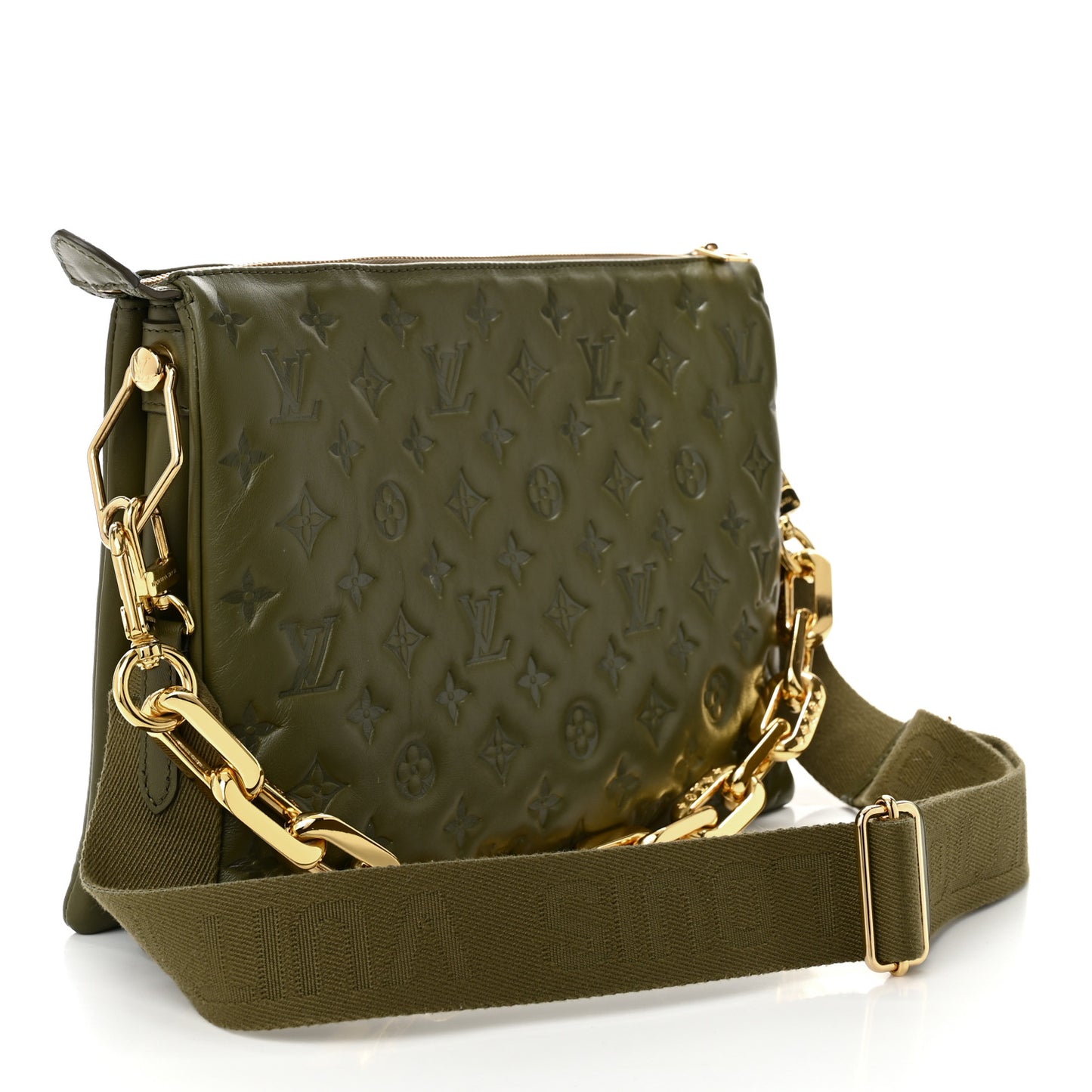 Lambskin Embossed Monogram Coussin MM Khaki