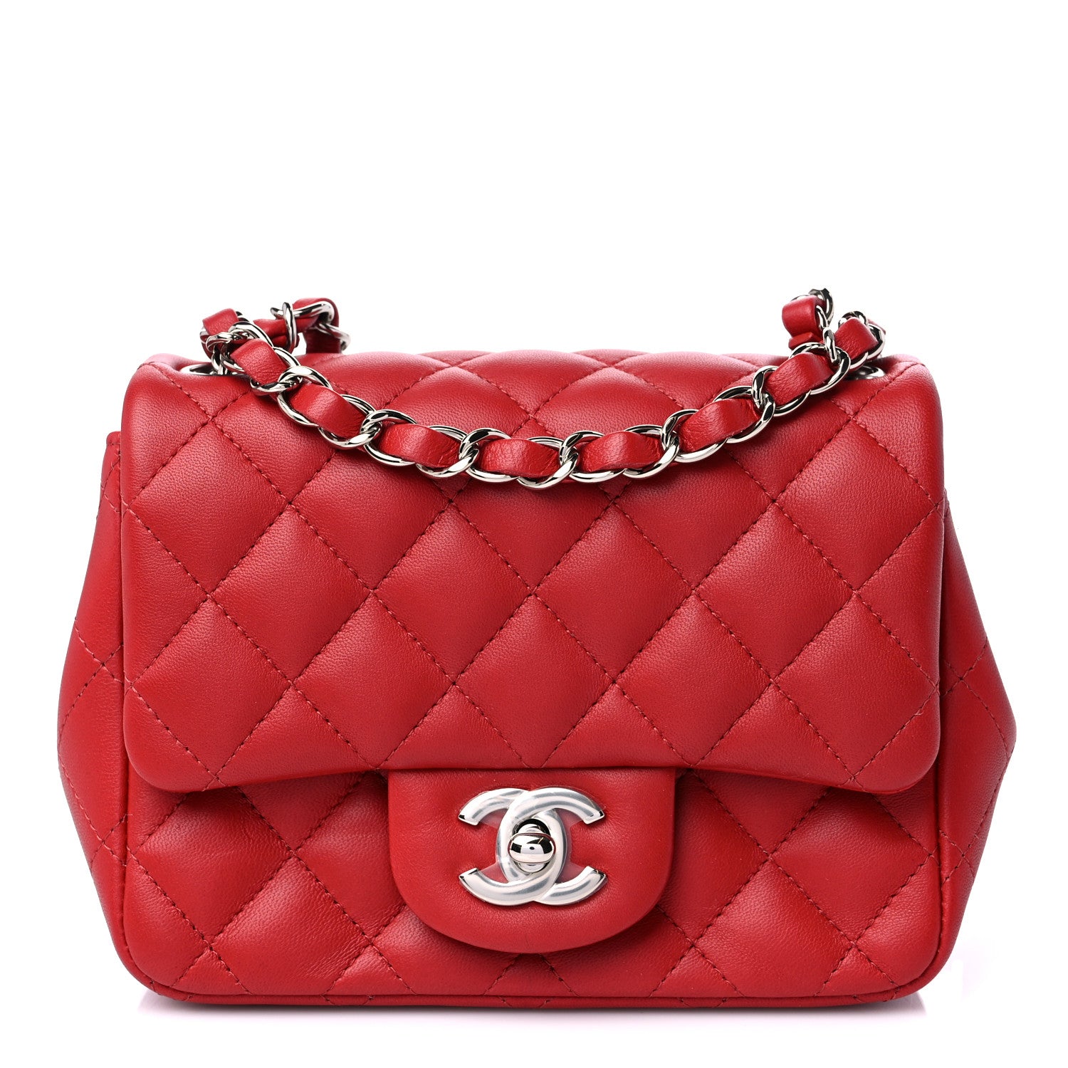 Chanel Lambskin Quilted Mini Square Flap Dark Red 1 of 10