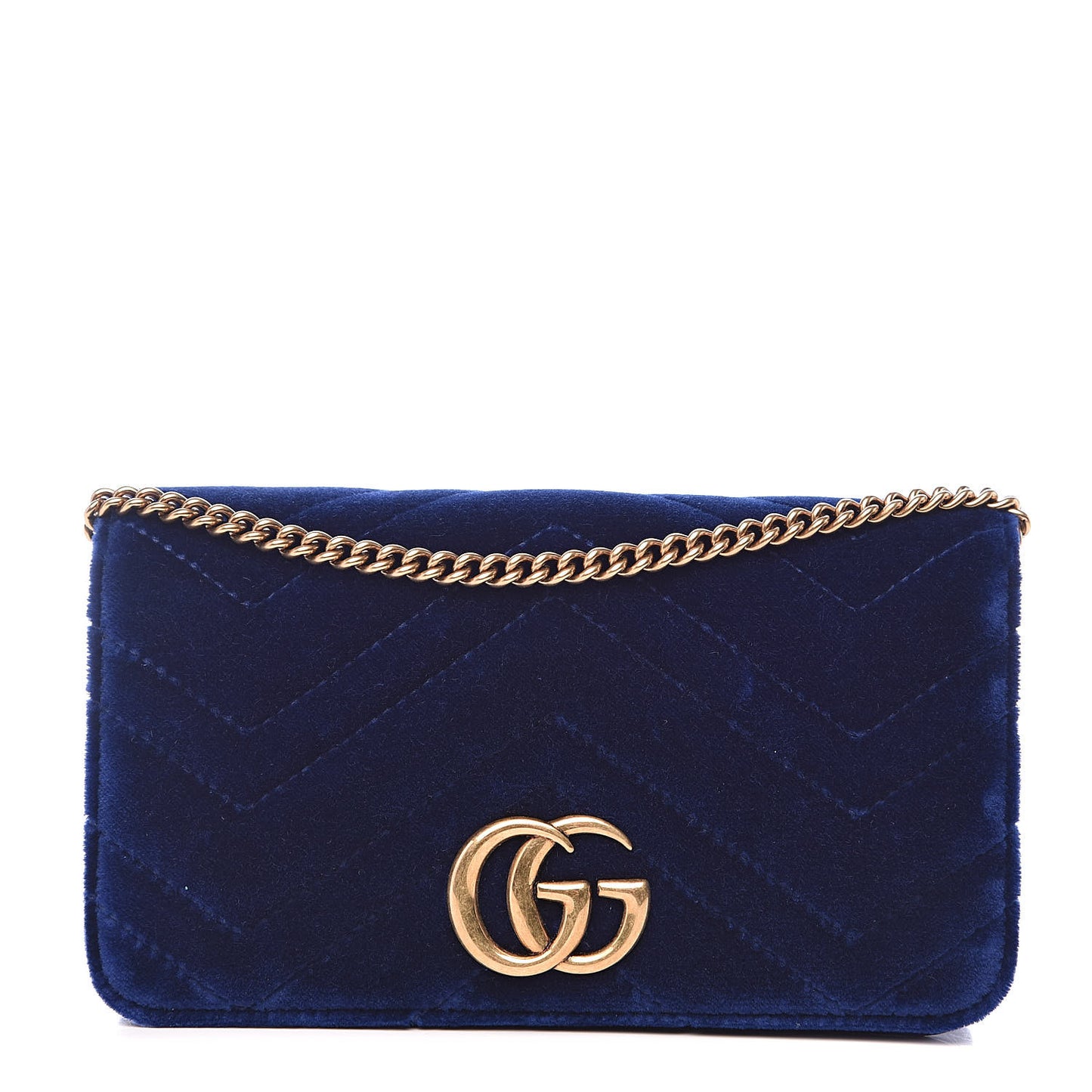 Velvet Matelasse GG Marmont Mini Bag Cobalt Blue