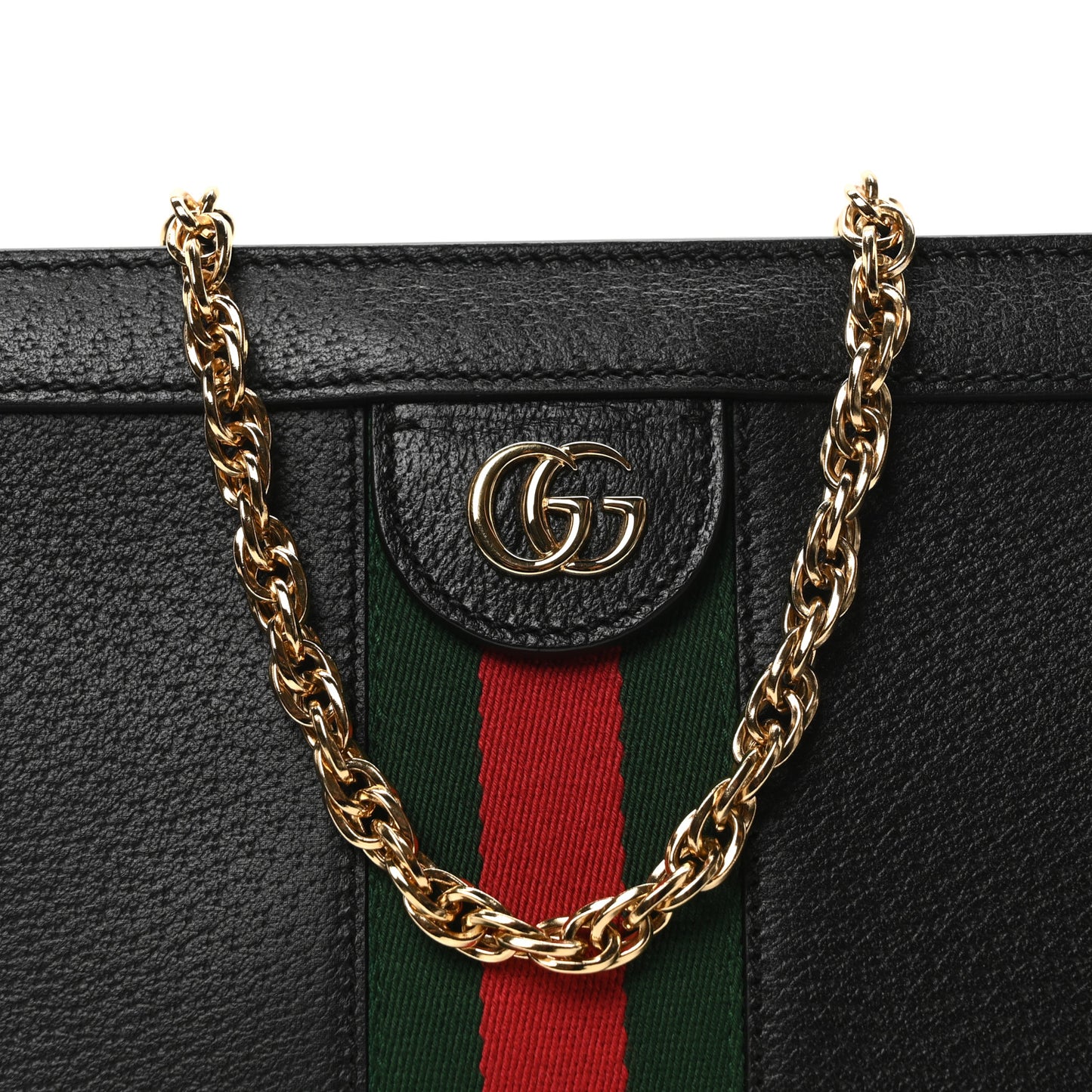 Calfskin GG Web Small Ophidia Chain Shoulder Bag Black