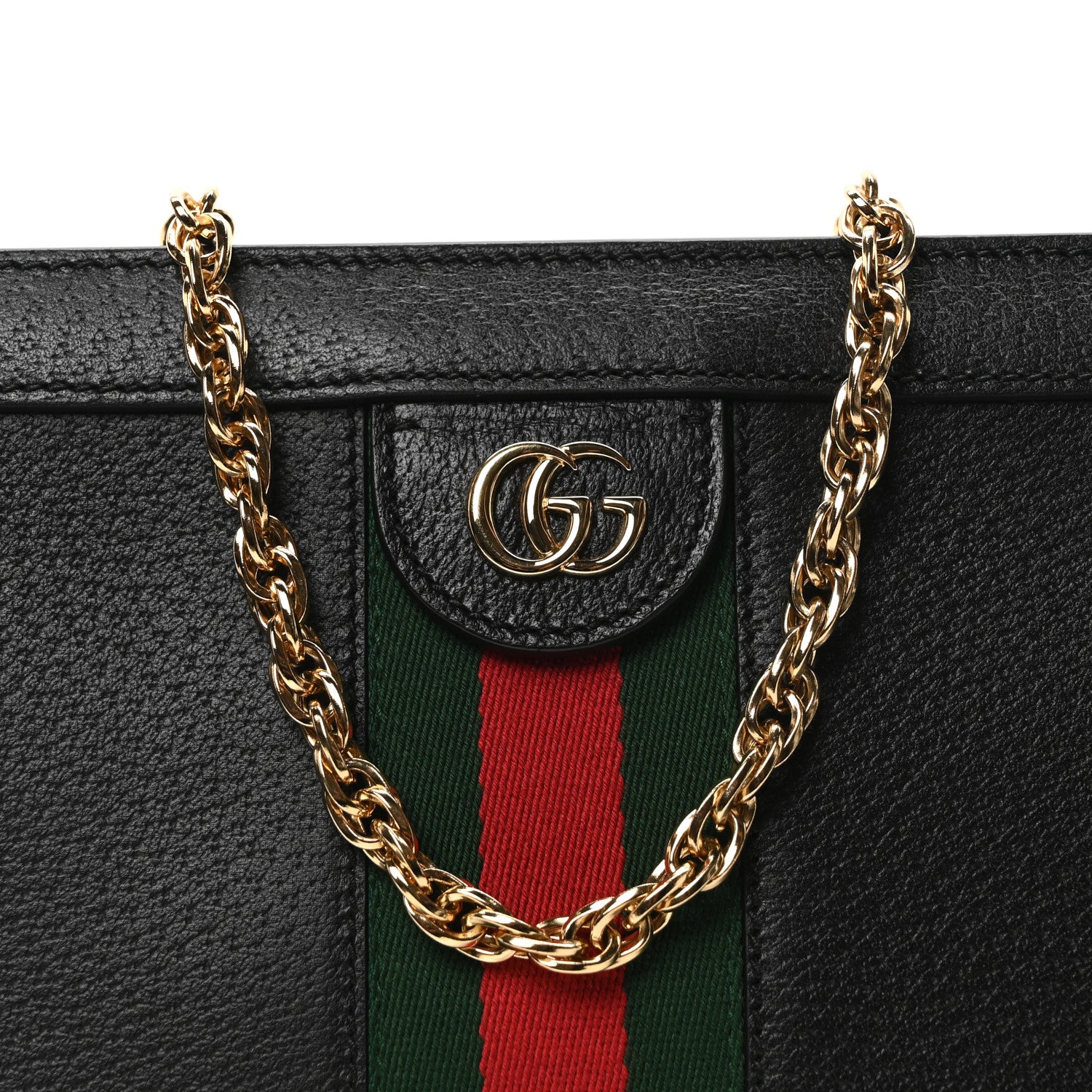 Gucci Calfskin GG Web Small Ophidia Chain Shoulder Bag Black 8 of 10