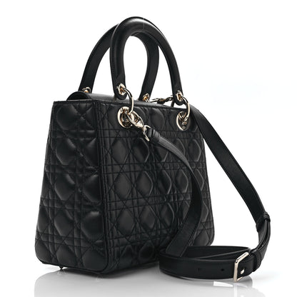 Christian Dior Lambskin Cannage Medium Lady Dior Black 3 of 8