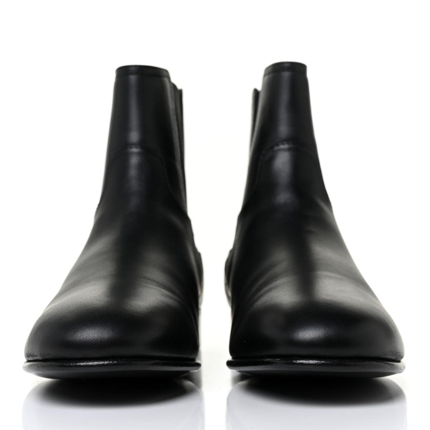 Calfskin Elastic Short Boots 40 Black