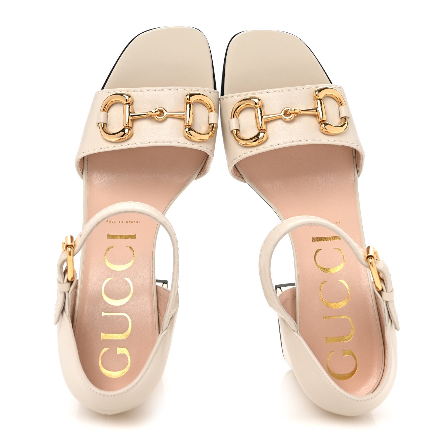 Gucci Nappa Horsebit Cross Strap 95mm Sandals 40.5 Mystic White 2 of 10