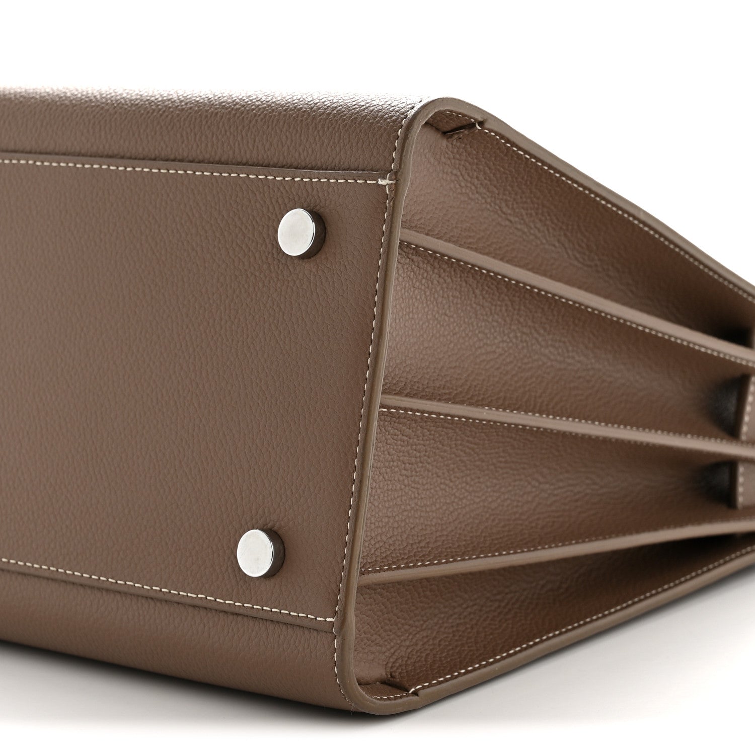 Saint Laurent Grained Calfskin Topstitch Small Classic Sac De Jour Taupe 10 of 13