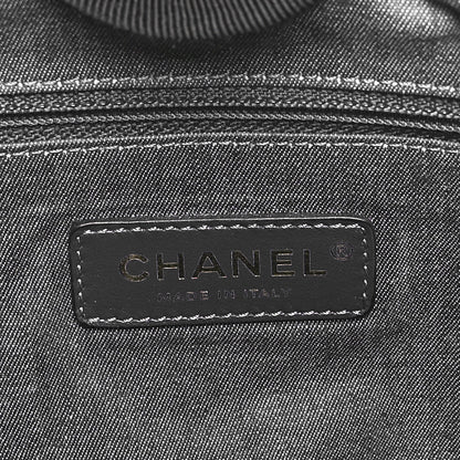 Chanel Straw Raffia Calfskin Chain Small Deauville Tote Beige Black 6 of 10