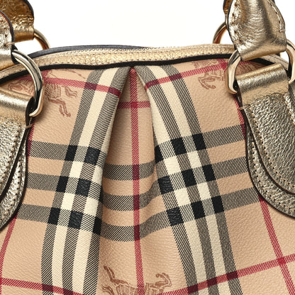 Burberry Haymarket Check Thornley Satchel Gold 8 of 11