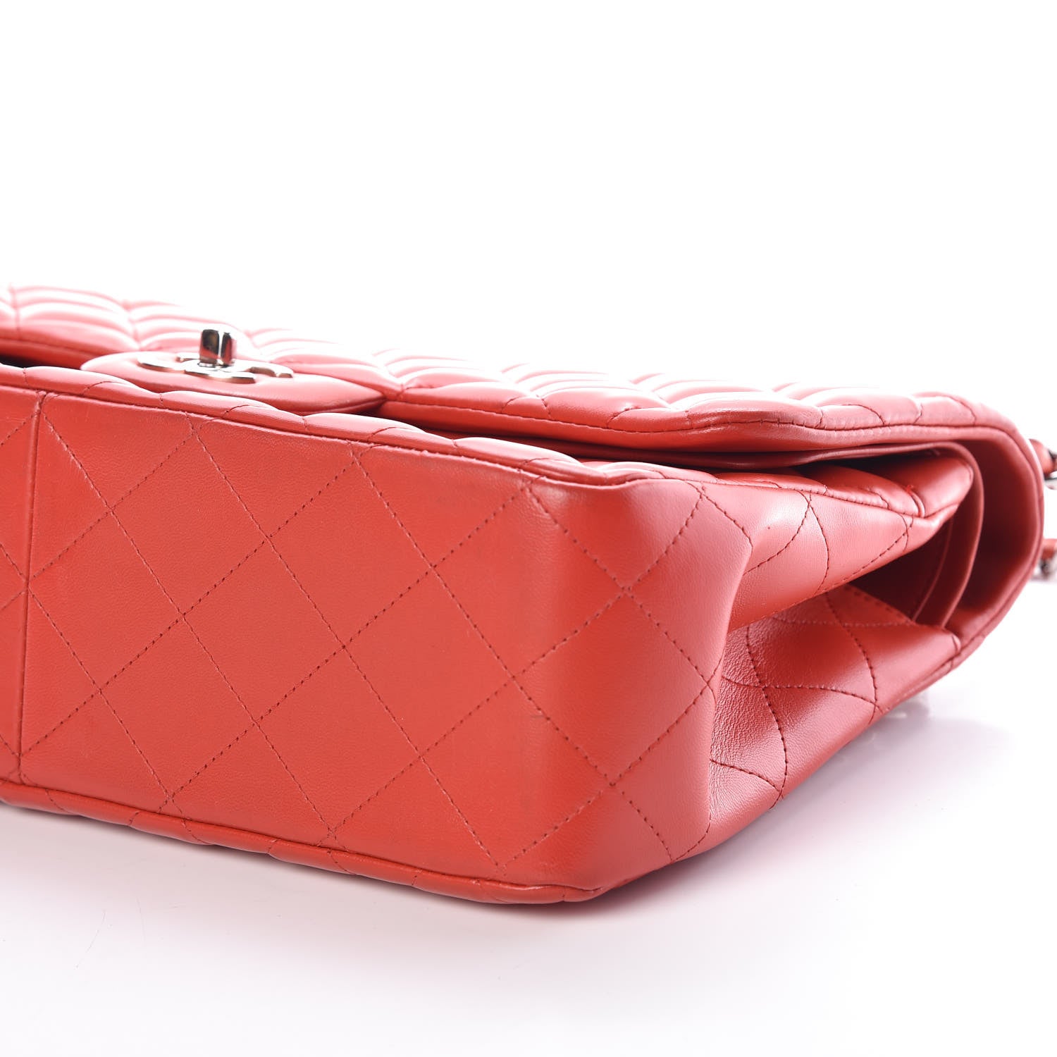 Chanel Lambskin Quilted Jumbo Double Flap Red 10 of 14