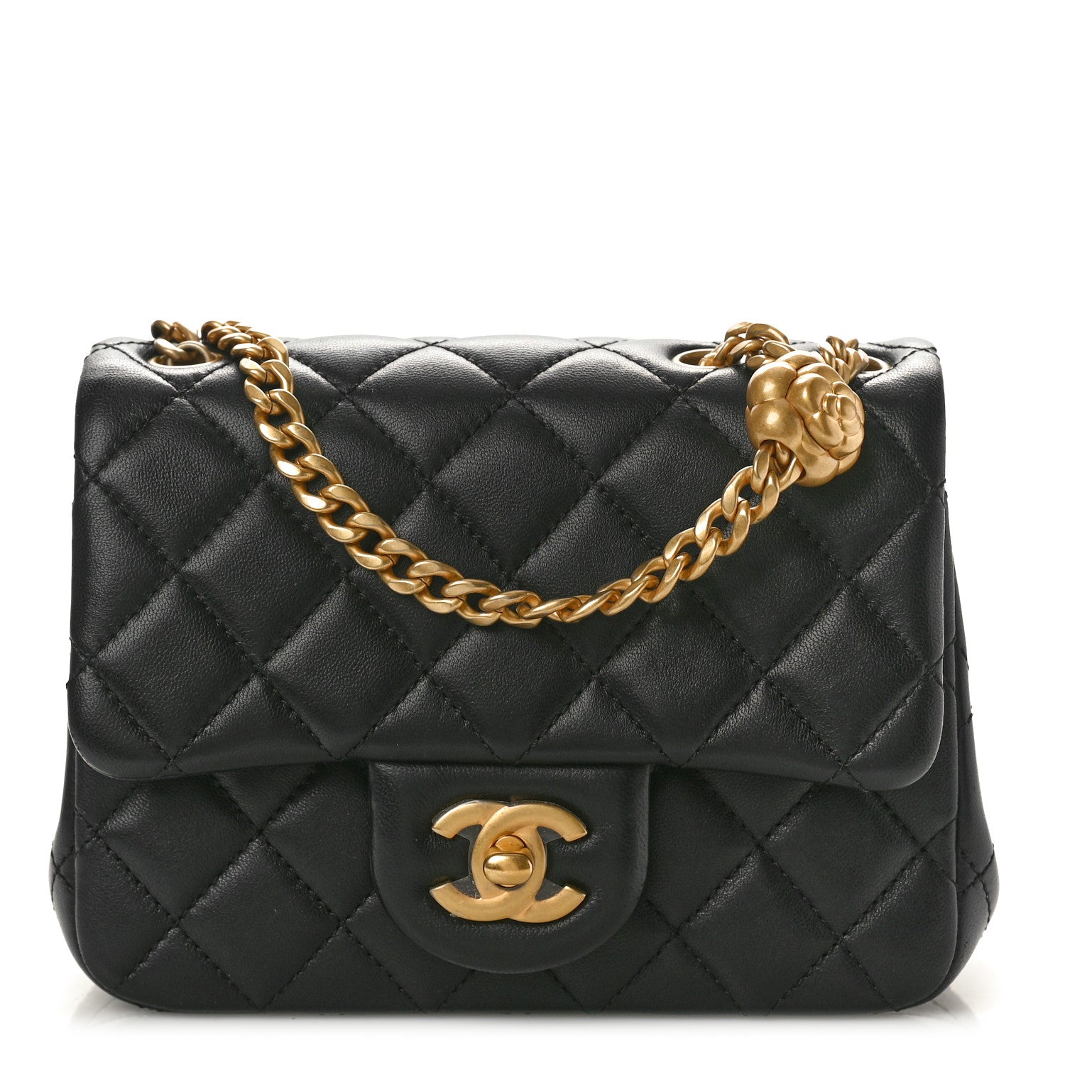 Chanel Lambskin Quilted Mini Sweet Camellia Flap Black 1 of 10