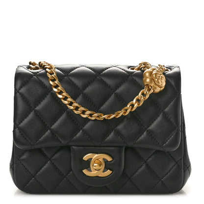 Chanel Lambskin Quilted Mini Sweet Camellia Flap Black 1 of 10