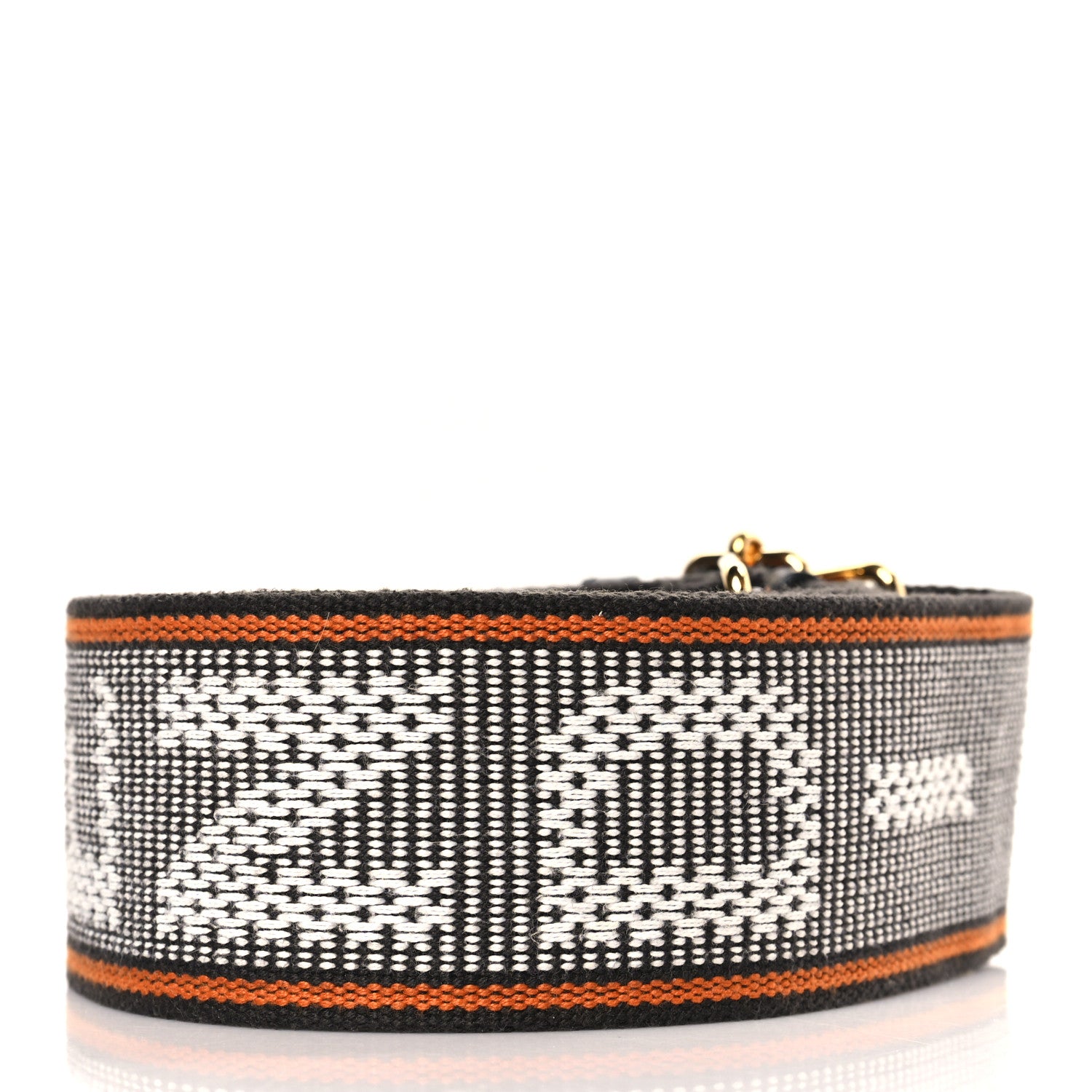 Fendi Cannete Ribbon Poly Vitello Century Logo Adjustable Strap You White Brandy Black 2 of 4