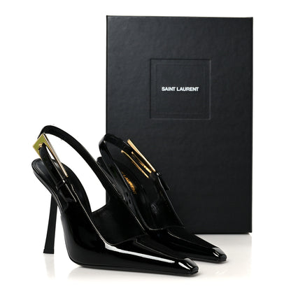 Saint Laurent Glazed Calfskin Lee Slingback Pumps 35 Black 10 of 10