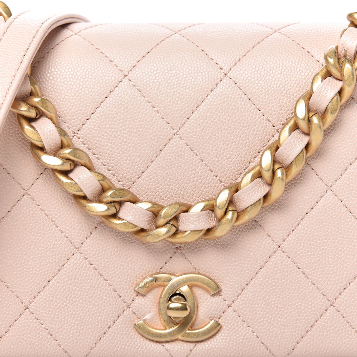 Caviar Quilted Small Fashion Therapy Flap Bag Beige