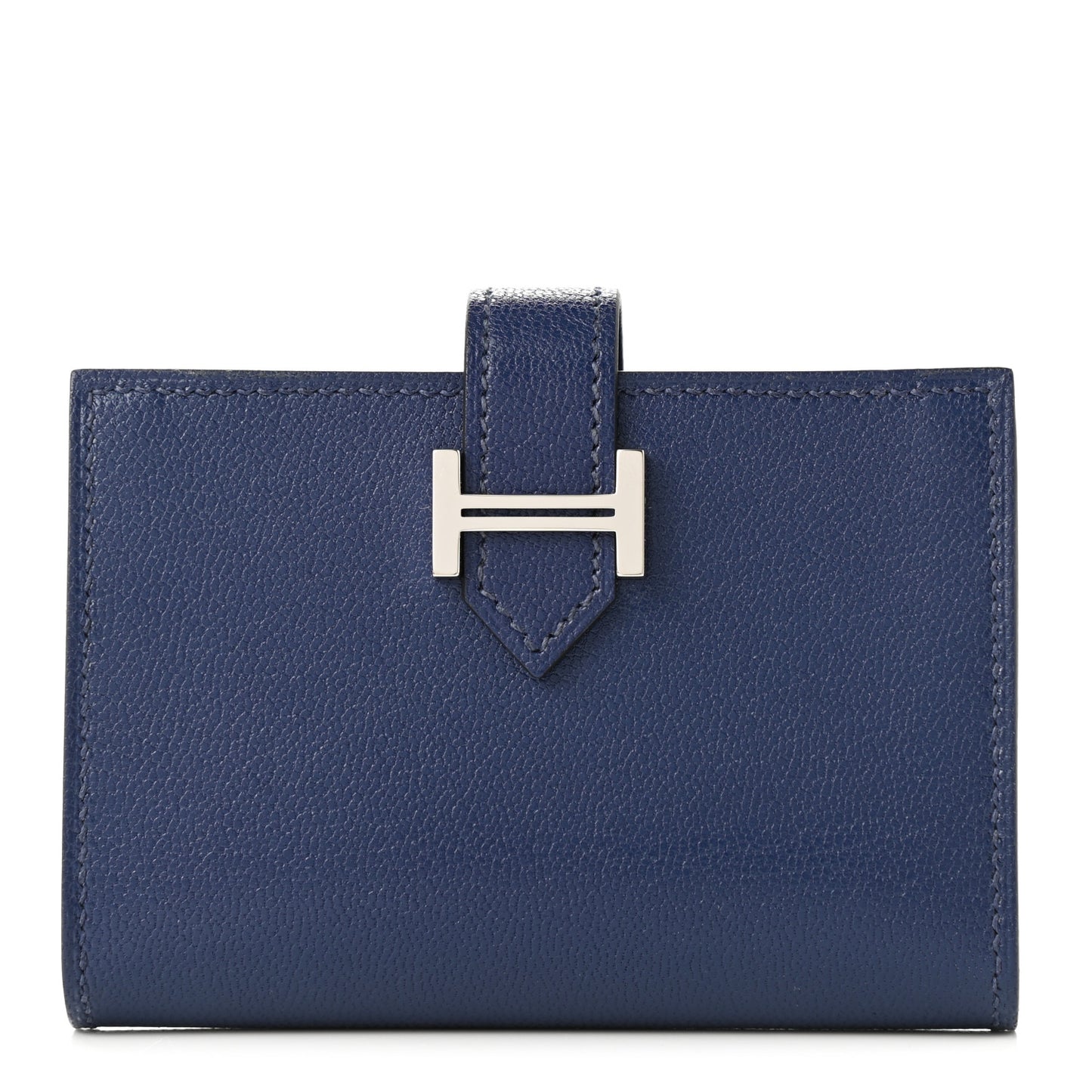 Chevre Mysore Bearn Card Holder Wallet Bleu Encre