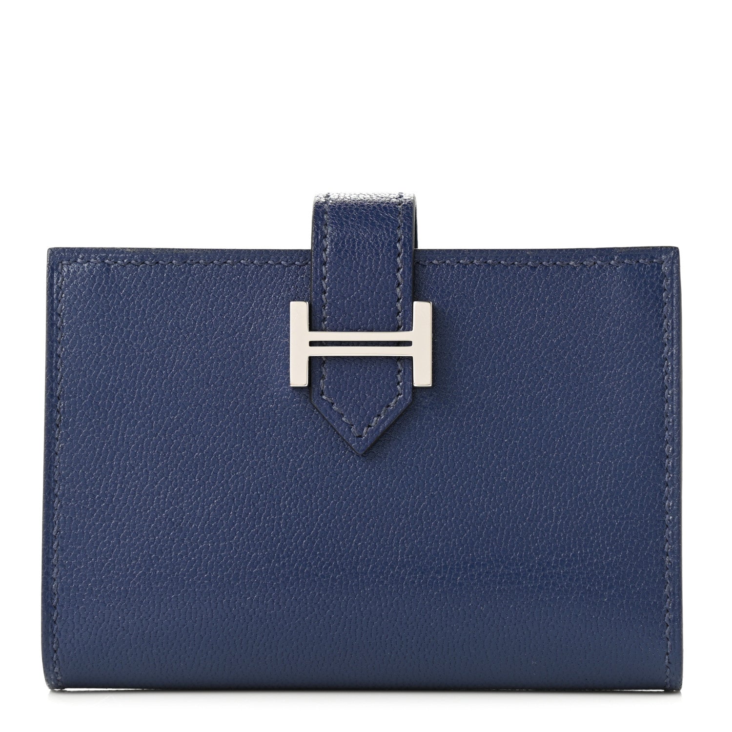 Hermes Chevre Mysore Bearn Card Holder Wallet Bleu Encre 1 of 7