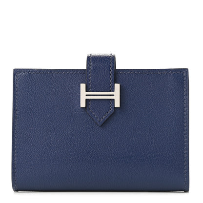 Hermes Chevre Mysore Bearn Card Holder Wallet Bleu Encre 1 of 7
