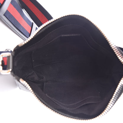 Gucci GG Supreme Monogram Web Small Flat Messenger Bag Black Grey 5 of 11
