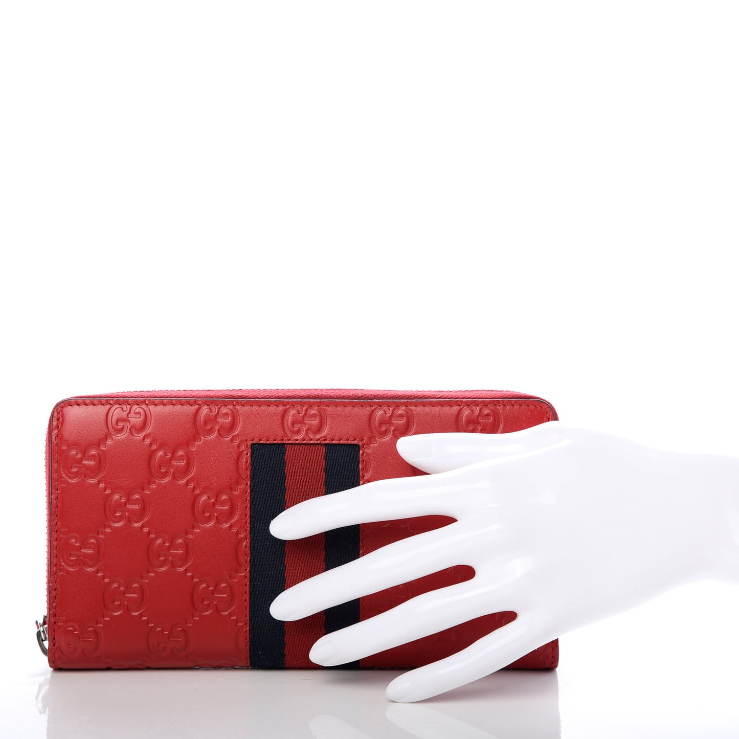 Guccissima Web Zip Around Wallet Red