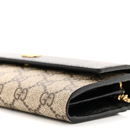 Gucci Dollar Calfskin GG Supreme Monogram Petite GG Marmont Wallet Chain Bag Black Beige Ebony 11 of 12