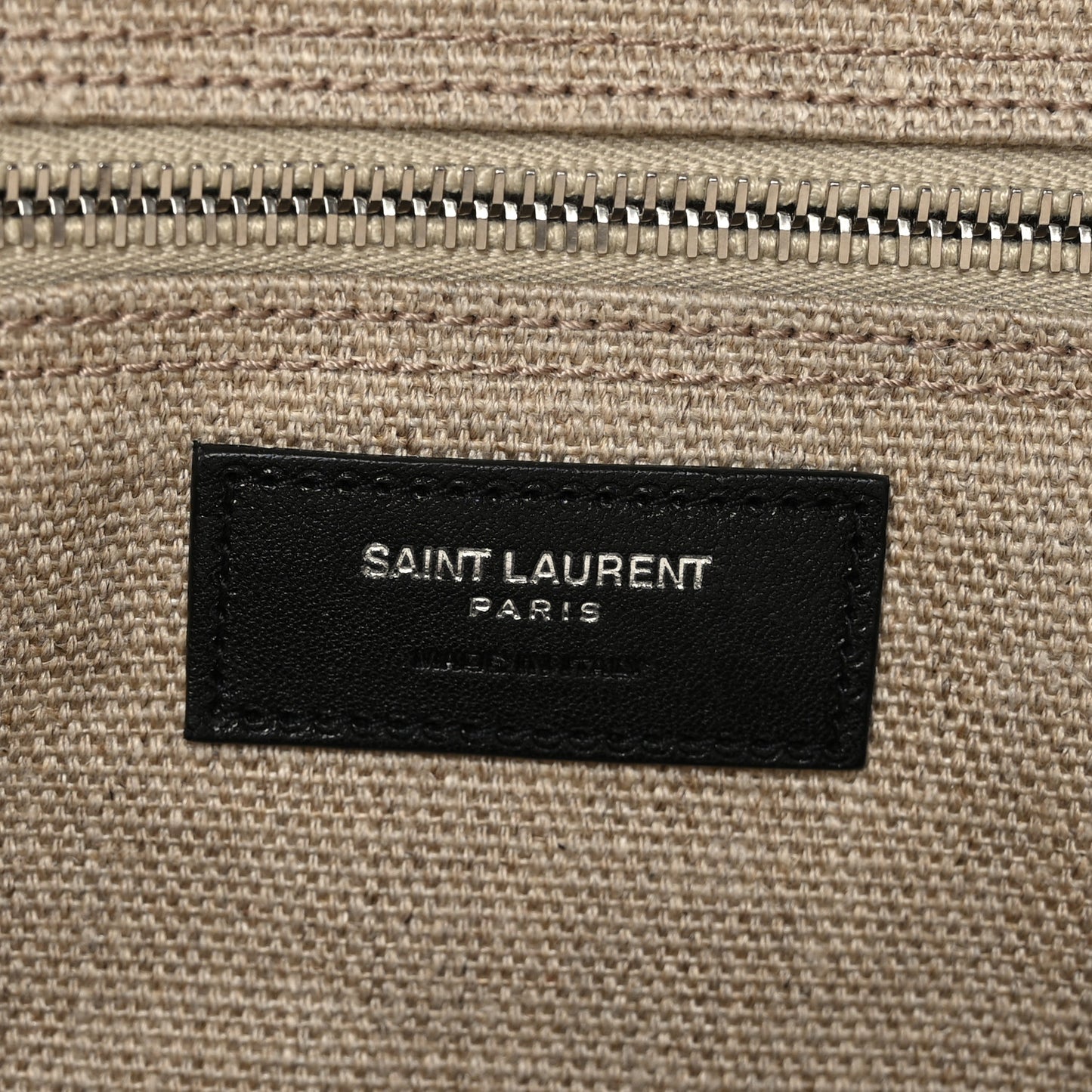 Linen Calfskin Small Rive Gauche Tote Greggio Natural