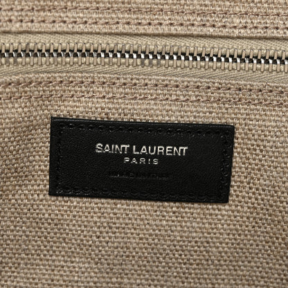 Saint Laurent Linen Calfskin Small Rive Gauche Tote Greggio Natural 6 of 8