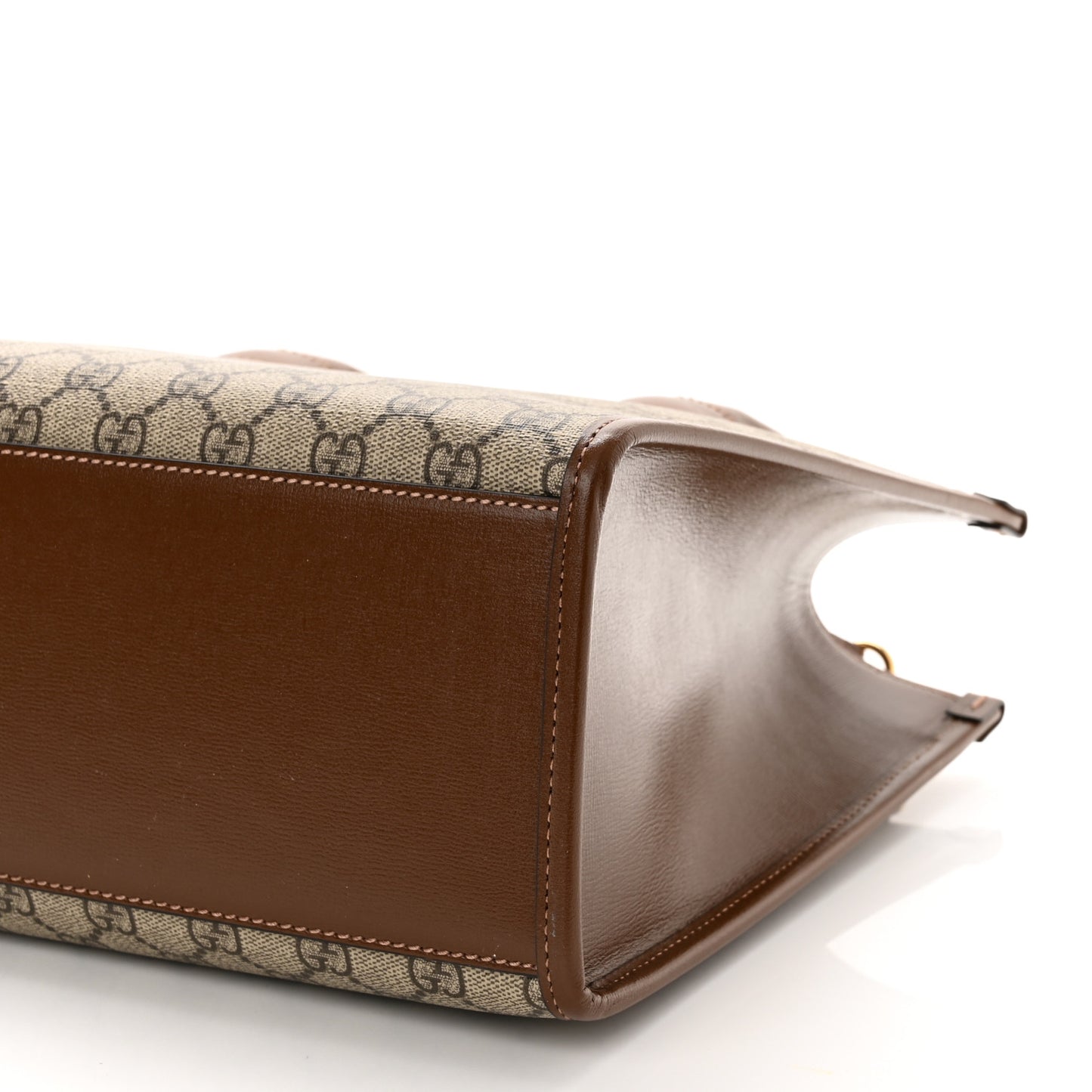 GG Supreme Monogram Azalea Calfskin Small Retro Interlocking G Tote Bag Beige Ebony Brown Sugar