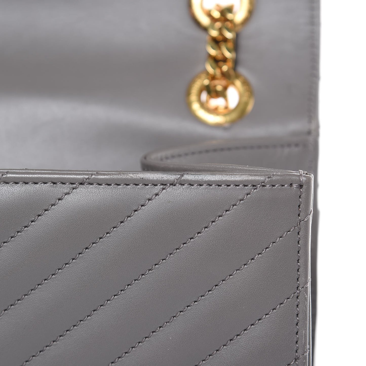 Smooth Calfskin Matelasse Large Monogram Satchel Fog