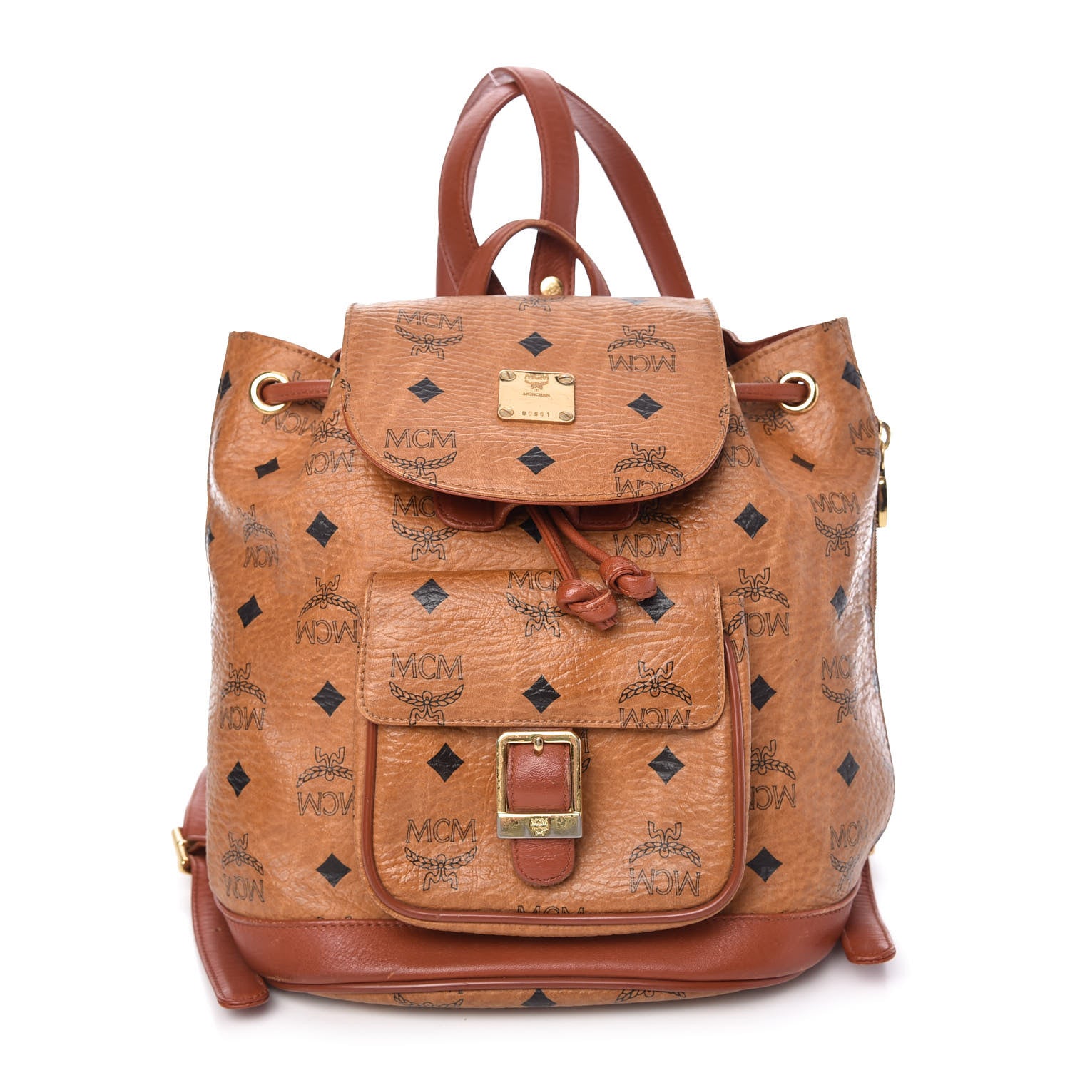 MCM Visetos Drawstring Backpack Cognac 1 of 11