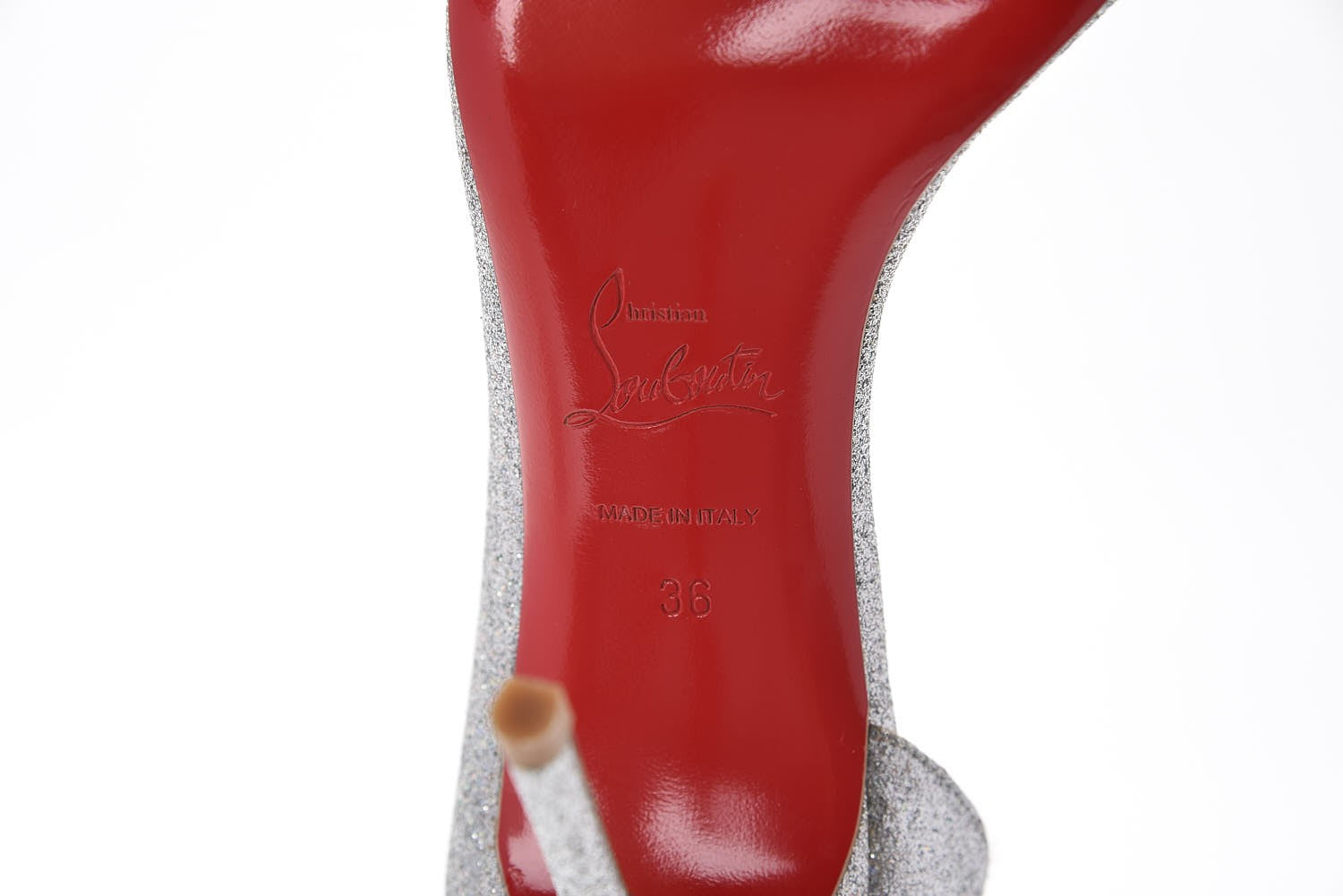 Christian Louboutin Mini Glitter Helmour 100 Pumps 36 Silver 8 of 11