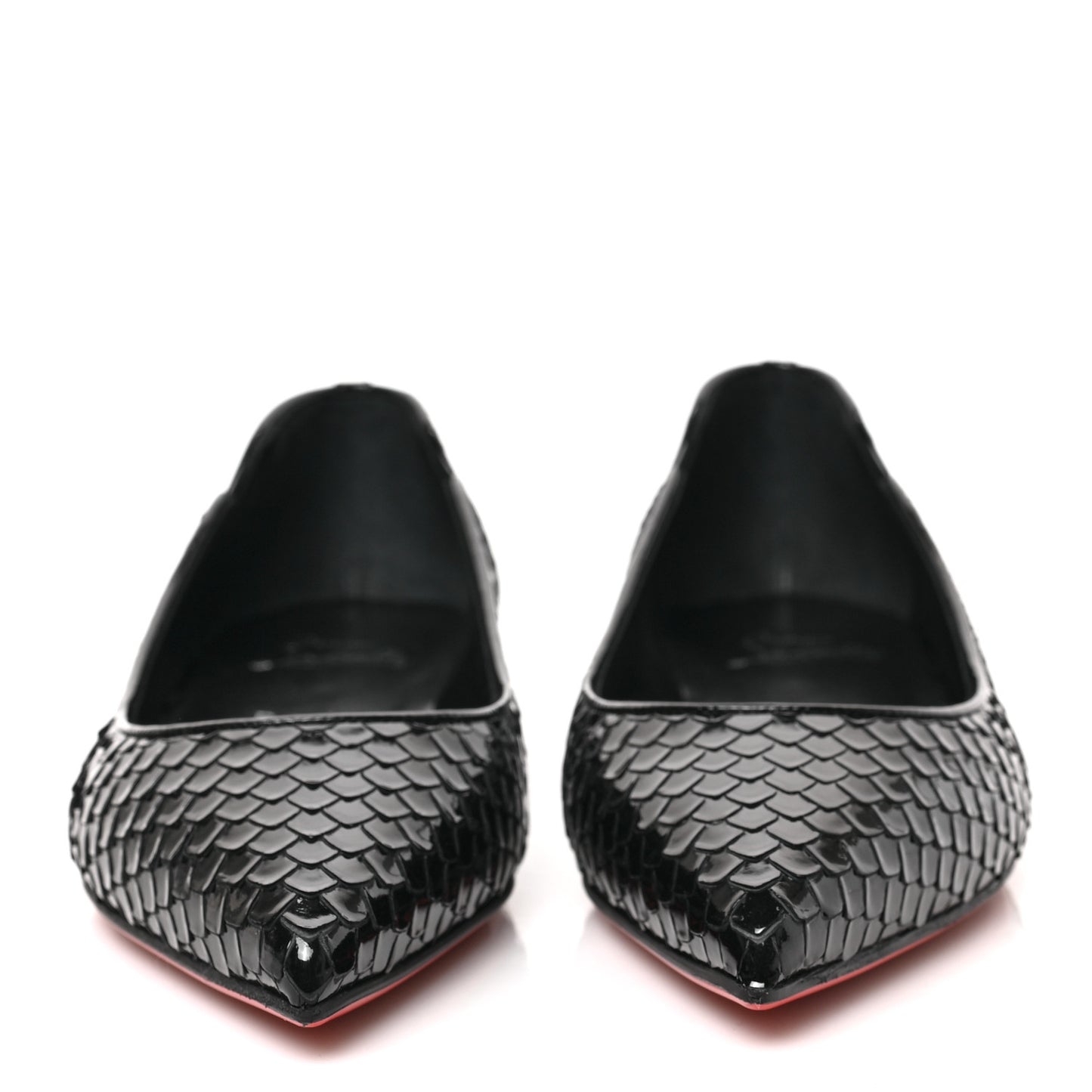 Patent Snakeskin Embossed Hot Chickita Flats 37 Black