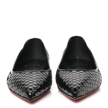 Christian Louboutin Patent Snakeskin Embossed Hot Chickita Flats 37 Black 2 of 7