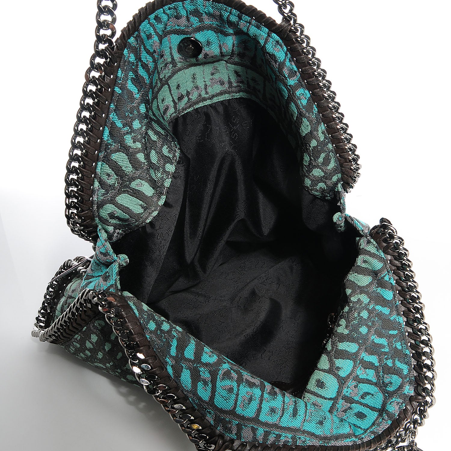 Stella McCartney Jacquard Crocodile Print Small Falabella Teal 5 of 10
