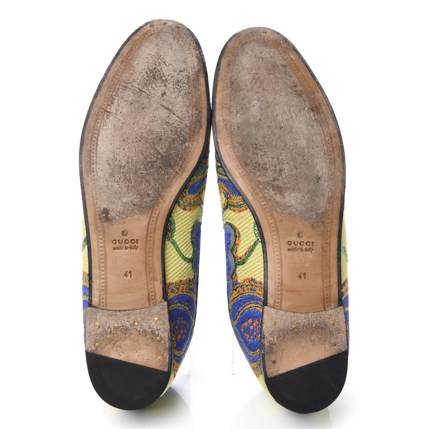 Jacquard Lambskin Flower Embroidered Womens Horsebit Jordaan Loafers 41 Acid Lime Electric Blue