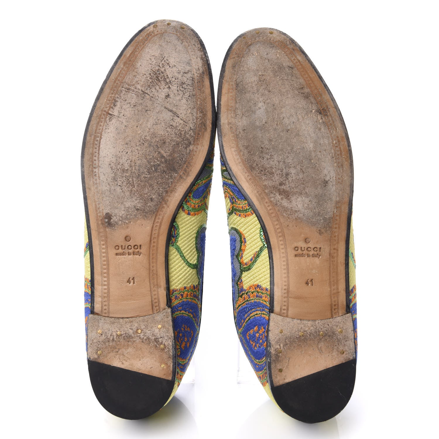 Gucci Jacquard Lambskin Flower Embroidered Womens Horsebit Jordaan Loafers 41 Acid Lime Electric Blue 9 of 11
