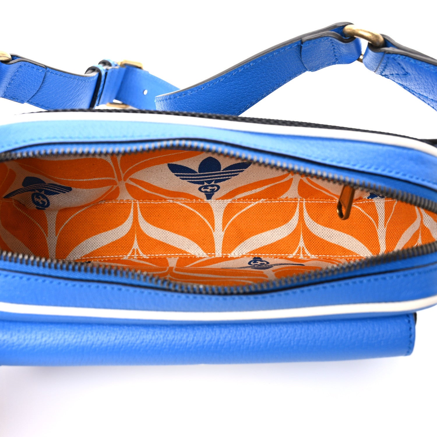 Gucci X ADIDAS Textured Dollar Calfskin Belt Bag Blue 5 of 10