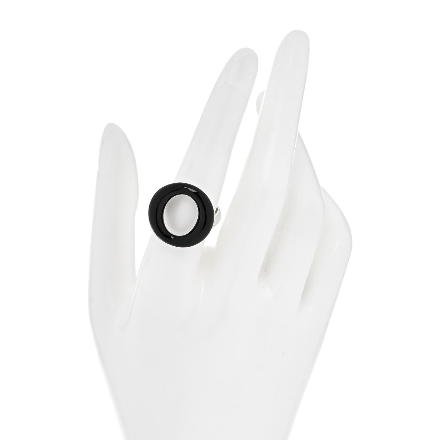 Sterling Silver Black Jade Elsa Peretti Sevillana Ring 55 7.25
