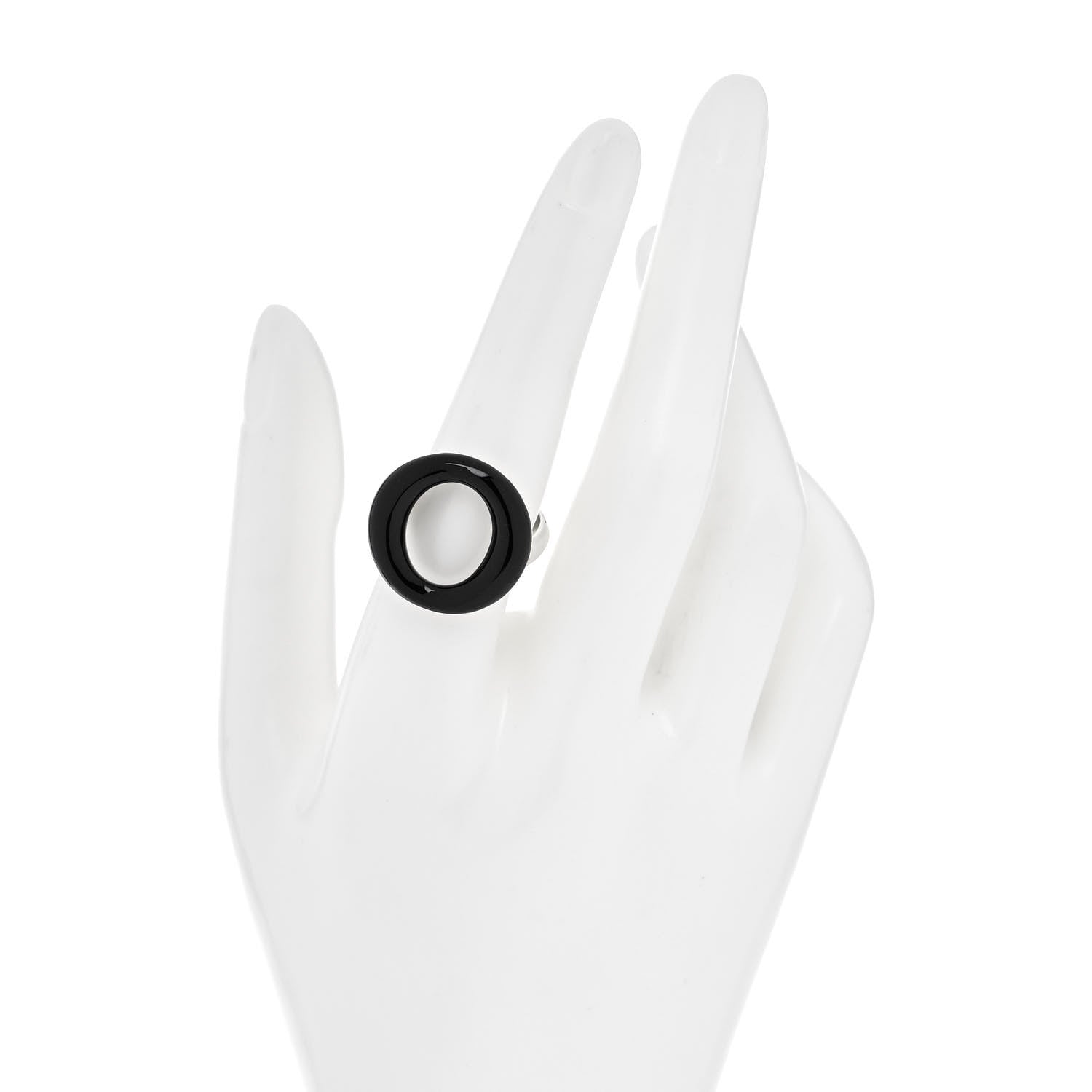 Tiffany Sterling Silver Black Jade Elsa Peretti Sevillana Ring 55 7.25 2 of 5