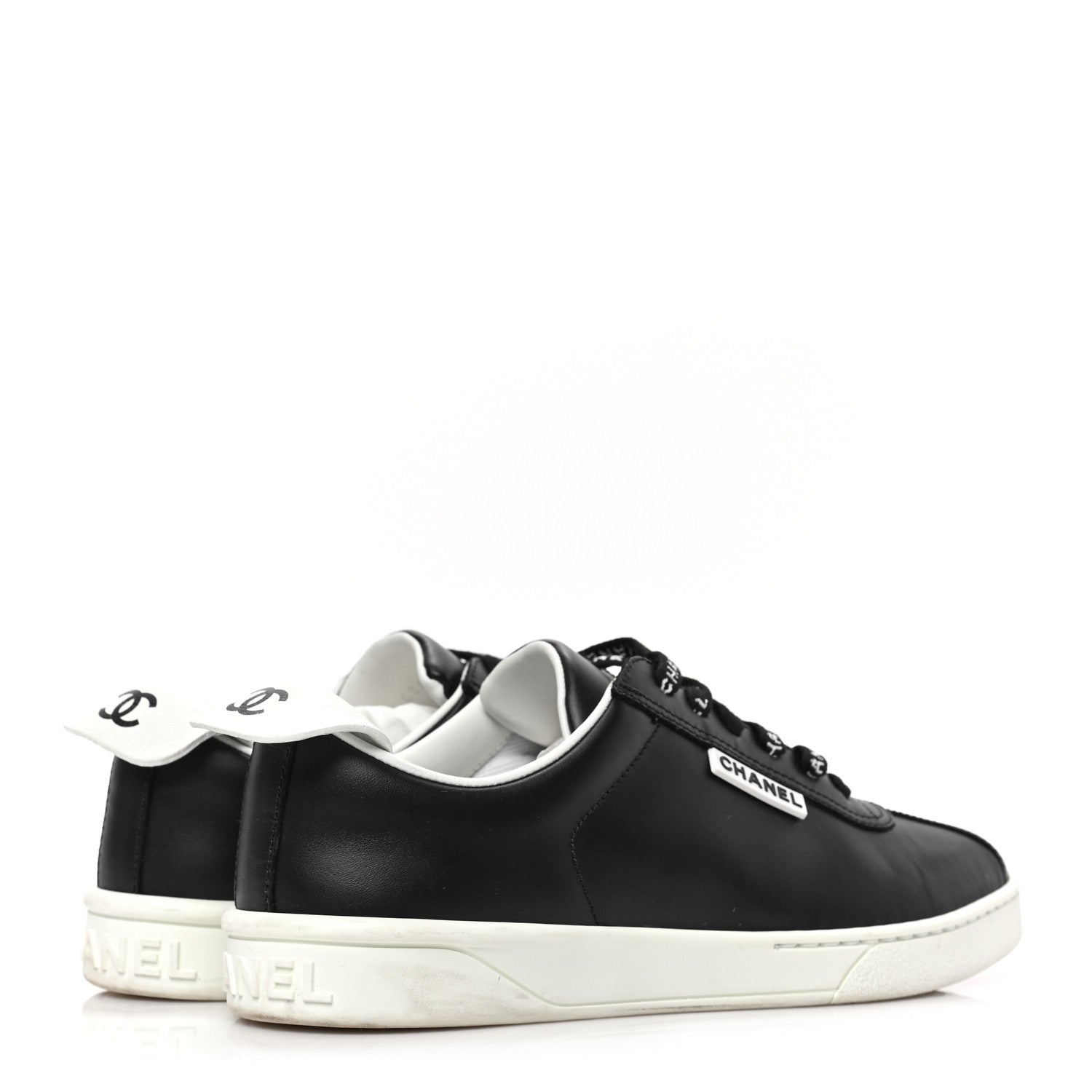 Chanel Calfskin CC Womens Sneakers 37 Black 4 of 10