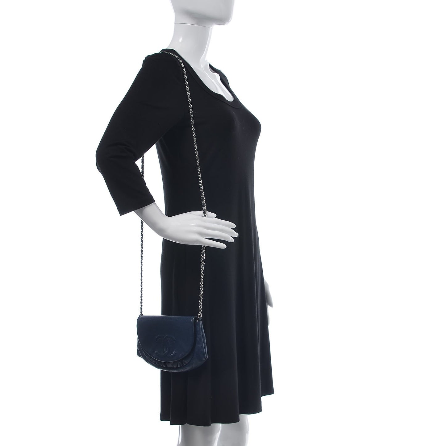 Caviar Half Moon Wallet On Chain WOC Navy